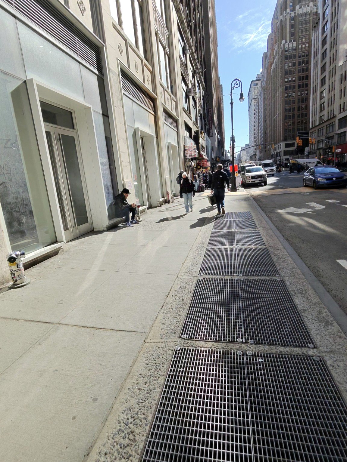 City sidewalk and grates