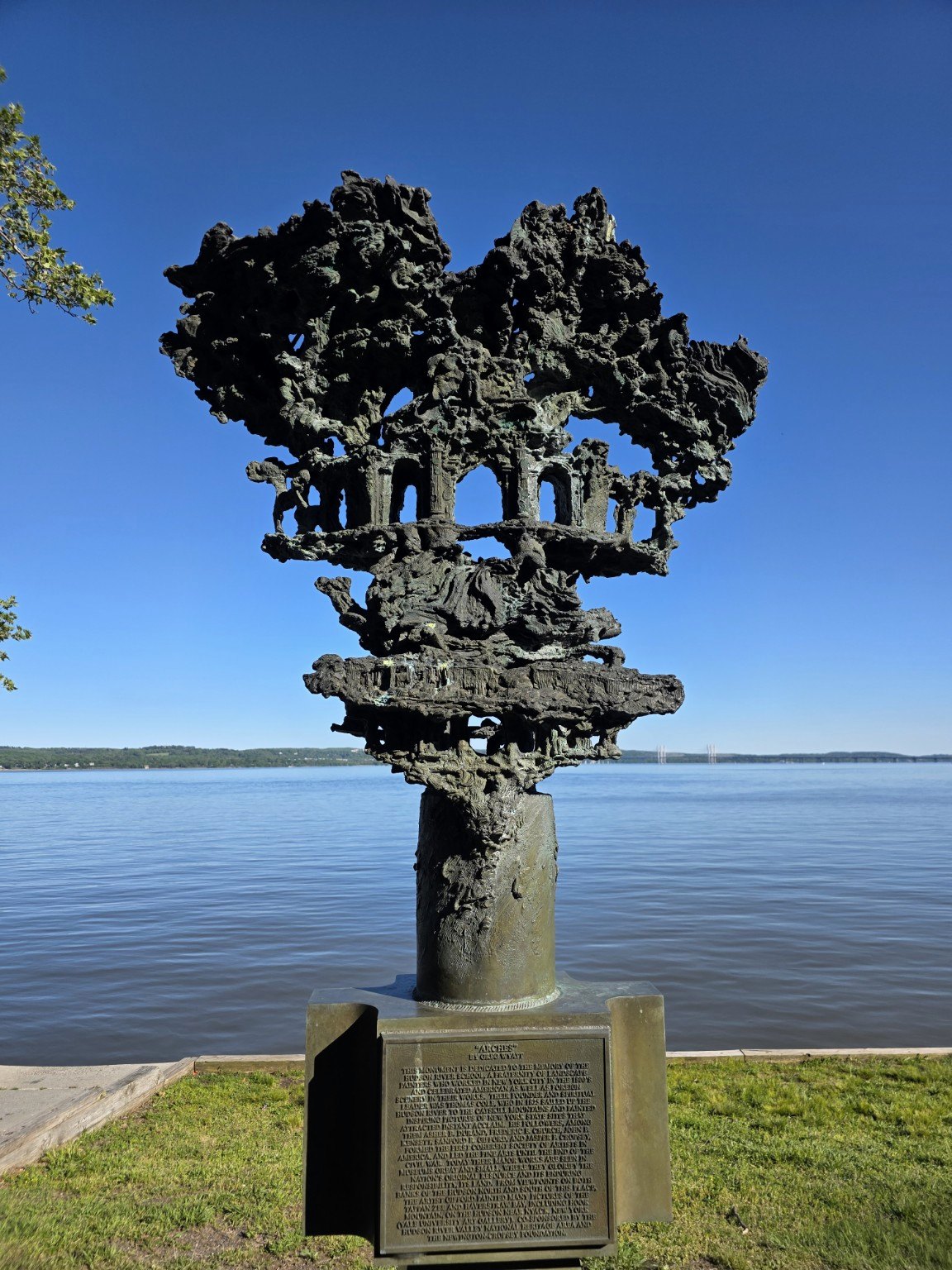 Sculpture near water